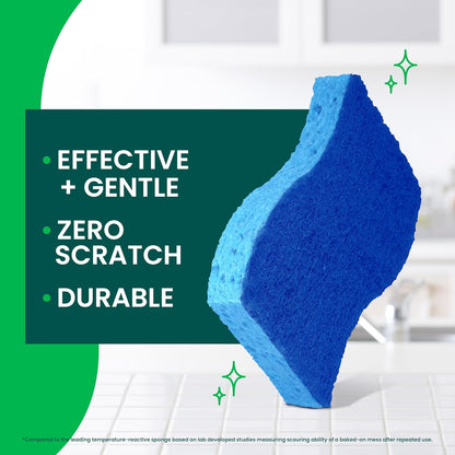 Scotch-Brite Zero Scratch Scrub Sponge – Non-Scratch, 3X Faster Cleaning, Recycled Plastic Fibers