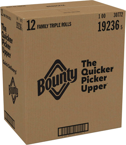 Bounty Quick-Size Paper Towels – 12 Triple Rolls (= 40+ Regular Rolls), 2X More Absorbent