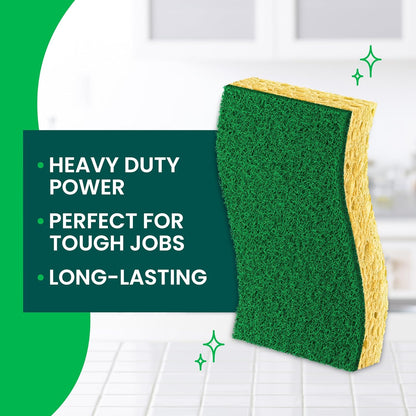 Scotch-Brite Heavy Duty Scrub Sponge – 6-Pack, 3X Scrubbing Power, Recycled Plastic Fibers