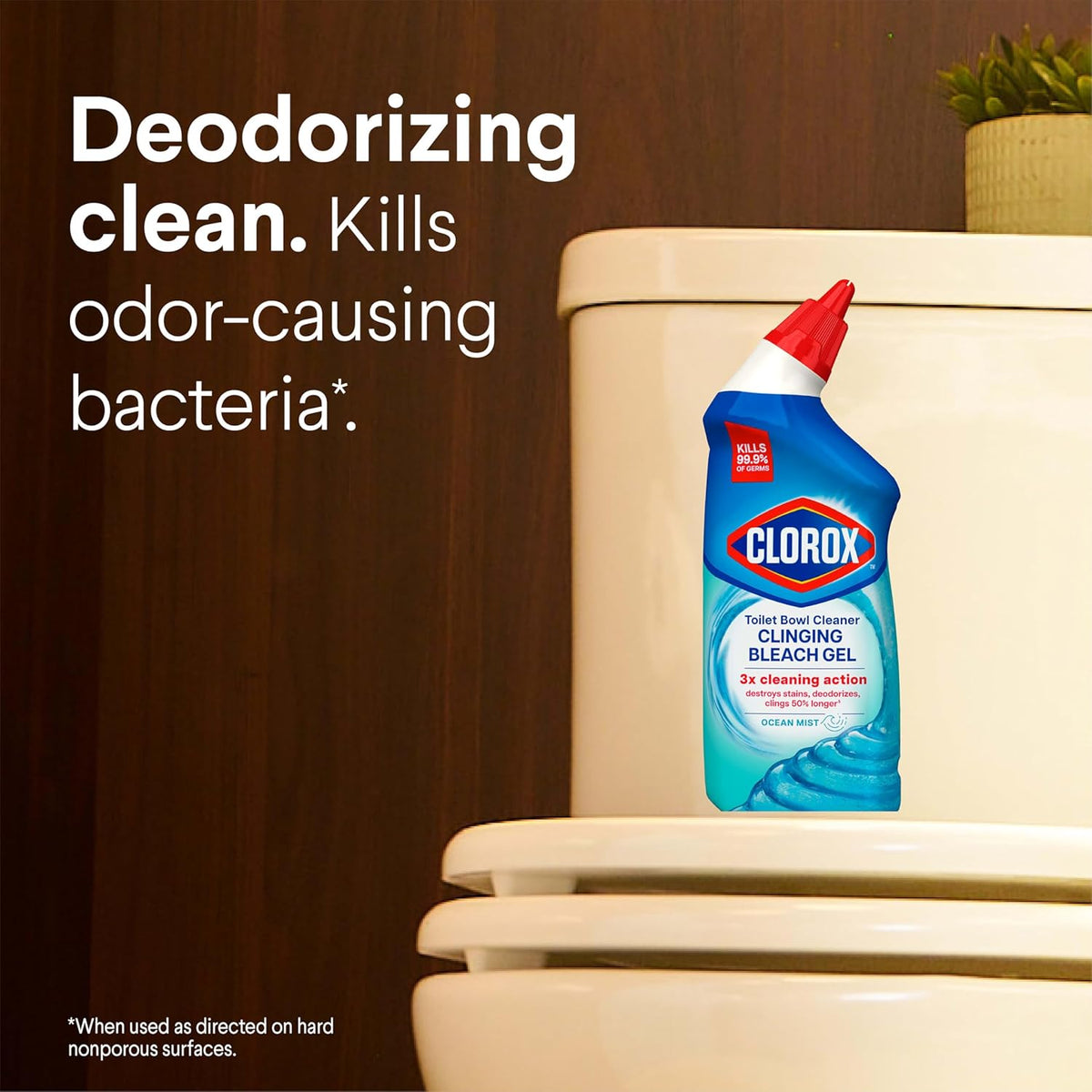 Clorox Toilet Bowl Cleaner Clinging Bleach Gel – Kills 99.9% of Germs, Removes Stains, Deodorizes