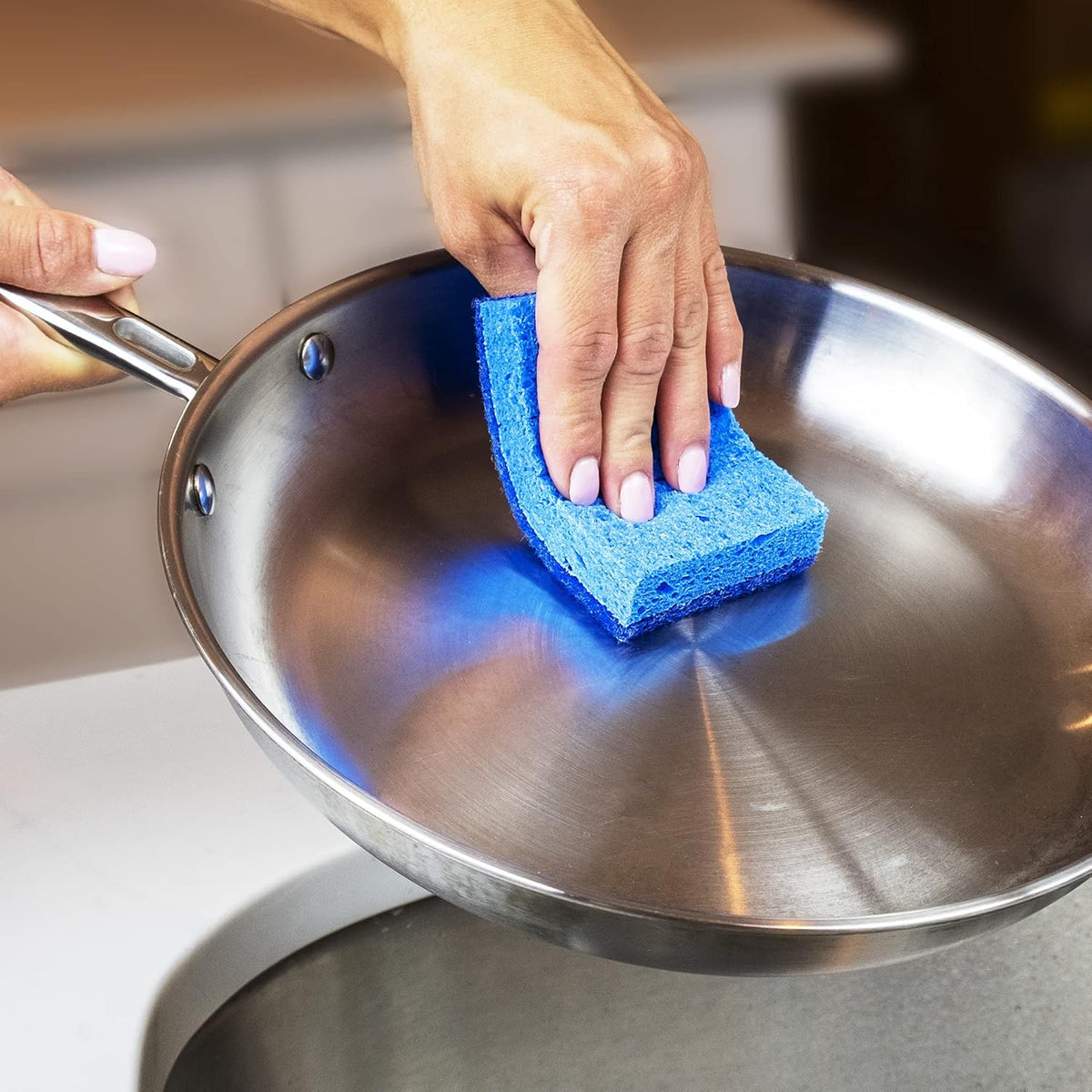 Amazon Basics Non-Scratch Scrub Sponges – 6-Pack, Dual-Sided, Dishwasher Safe & Reusable