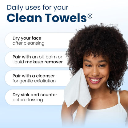 Clean Skin Club Clean Towels XL – 50 Single-Use Disposable Face Towels, Dermatologist Tested