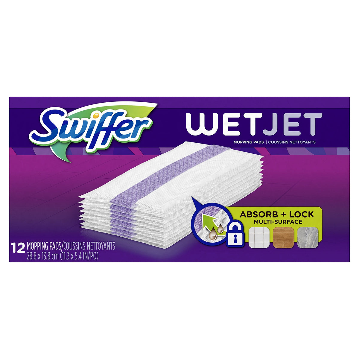 Swiffer WetJet Mopping Pad Refills – 24-Count Absorb + Lock Pads, Safe on Finished Wood Floors