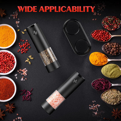 ioion Electric Salt & Pepper Grinder Set – 5 Grind Settings, LED Light, One-Hand Operation