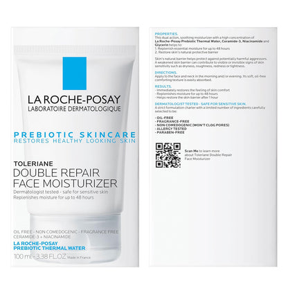 La Roche-Posay Toleriane Double Repair Face Moisturizer – For Sensitive Skin, 3.38 fl oz