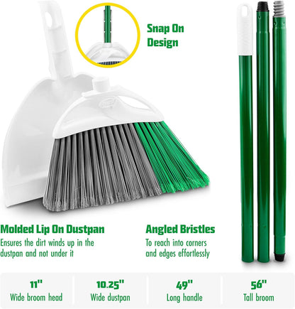 Libman FlexTech Broom & Dustpan Combo – 11" Recycled-Plastic Bristles, Anti-Static, Indoor & Outdoor