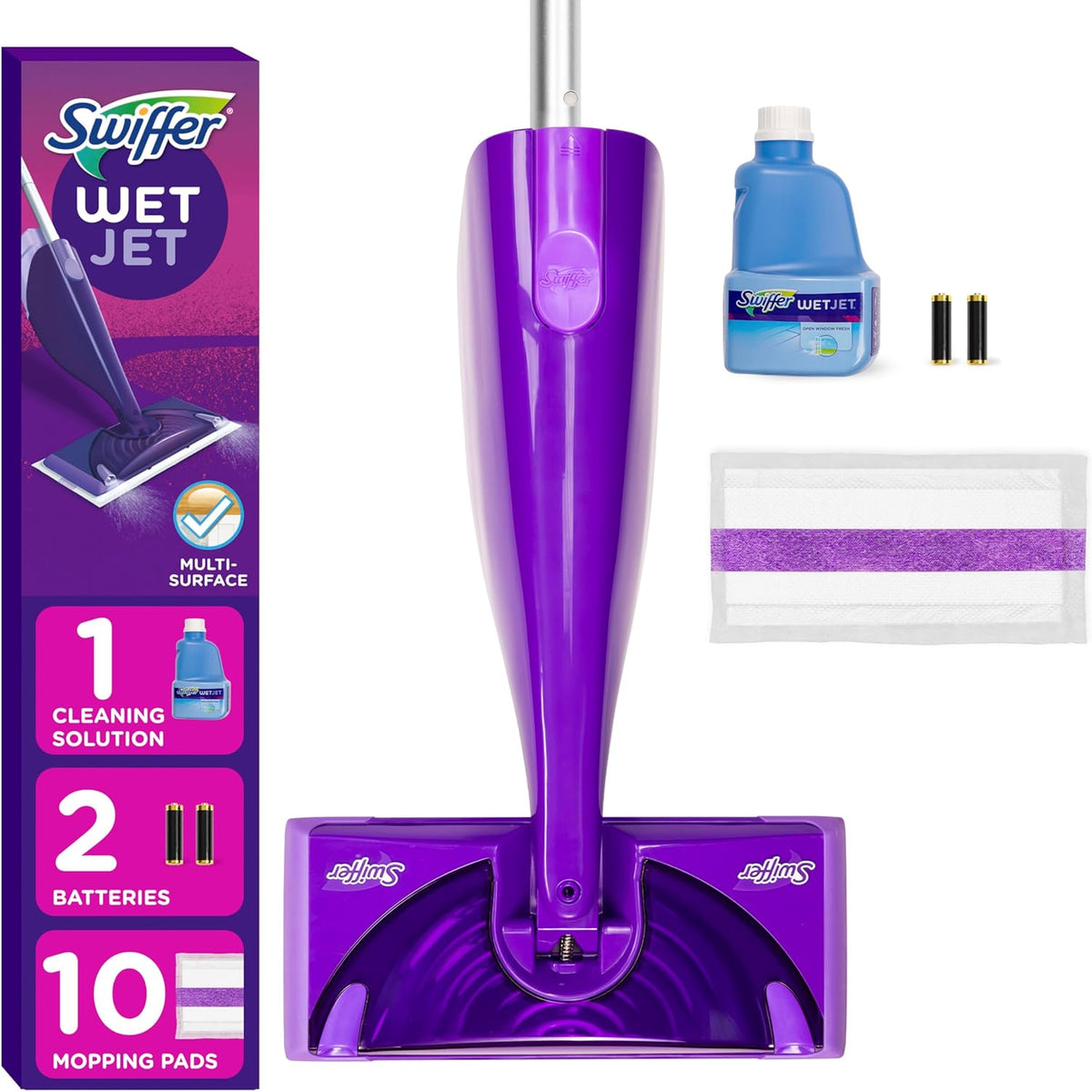 Swiffer WetJet Floor Spray Mop Starter Kit – Dual-Nozzle Sprayer, Cleaning Pad & Solution Included