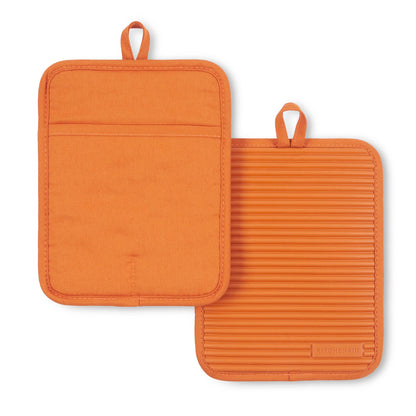 KitchenAid Ribbed Soft Silicone Pot Holder Set of 2 – Heat Resistant to 500°F, Waterproof, 7"×9"
