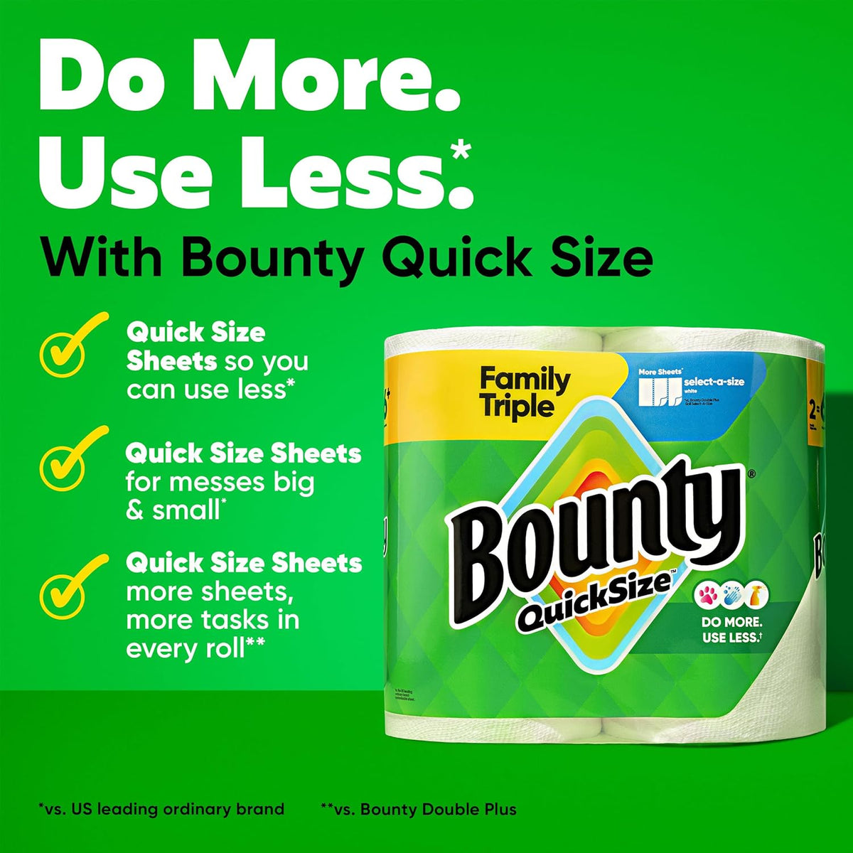 Bounty Quick-Size Paper Towels – 12 Triple Rolls (= 40+ Regular Rolls), 2X More Absorbent