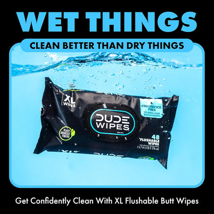 DUDE Wipes - Flushable Wipes - 6 Pack, 288 Wipes