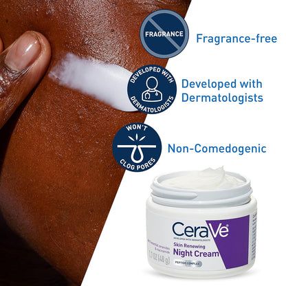 CeraVe Skin Renewing Night Cream – Peptides, Hyaluronic Acid & 3 Ceramides, Fragrance-Free