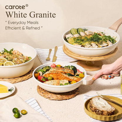 CAROTE 21-Piece Nonstick Cookware Set – Granite Coating, Induction Compatible, Pots & Pans with Lids