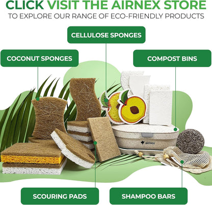 Biodegradable Natural Kitchen Sponge – Cellulose & Coconut Husk, Non-Scratch, Dishwasher Safe