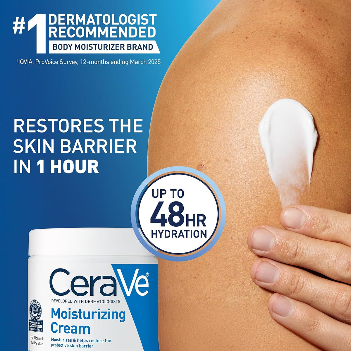 CeraVe Moisturizing Cream – 24-Hour Hydration with Ceramides & Hyaluronic Acid, Fragrance-Free, 19 fl oz