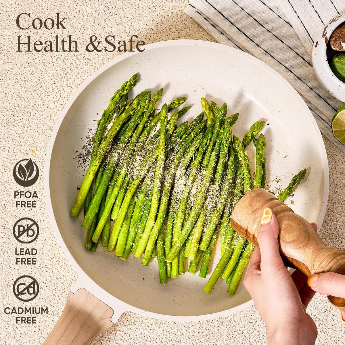 CAROTE 21-Piece Nonstick Cookware Set – Granite Coating, Induction Compatible, Pots & Pans with Lids