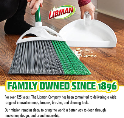 Libman FlexTech Broom & Dustpan Combo – 11" Recycled-Plastic Bristles, Anti-Static, Indoor & Outdoor
