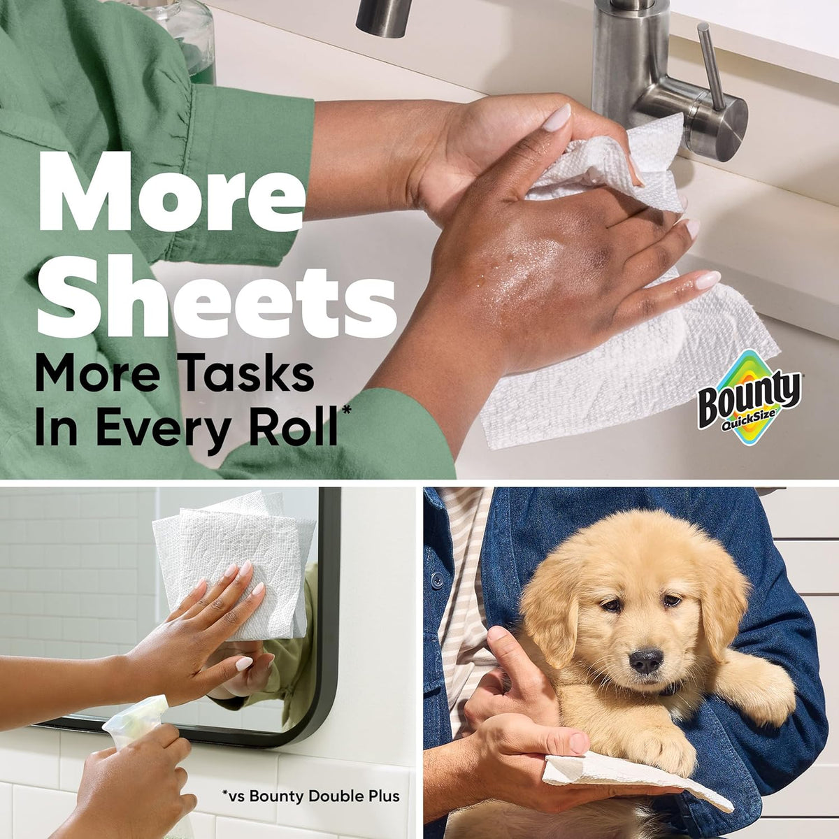 Bounty Quick-Size Paper Towels – 12 Triple Rolls (= 40+ Regular Rolls), 2X More Absorbent