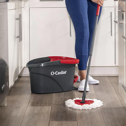 O-Cedar EasyWring Microfiber Spin Mop & Bucket System – Hands-Free Wringing, Machine-Washable Mop Head