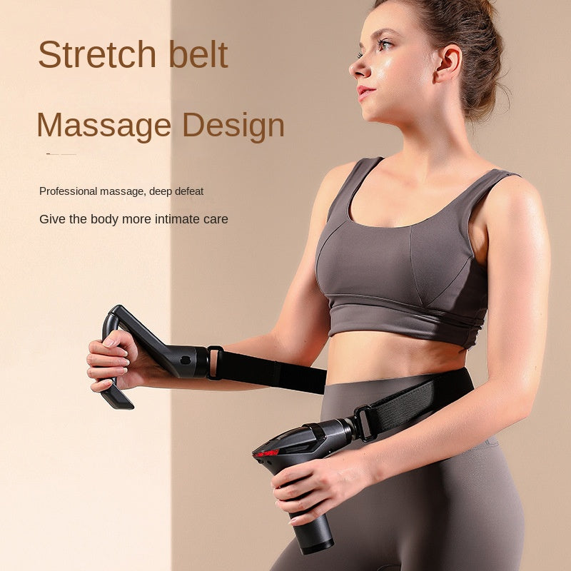 Extended Handle Fascia Massage Gun with Pull Strap – Deep Tissue Vibration Massager for Full Body Muscle Relief