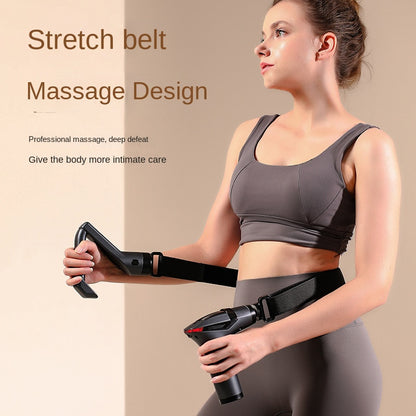 Extended Handle Fascia Massage Gun with Pull Strap – Deep Tissue Vibration Massager for Full Body Muscle Relief