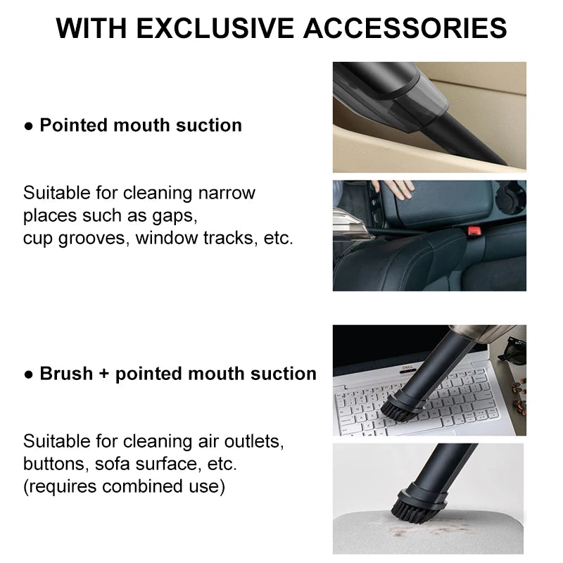 Cordless Handheld Car Vacuum Cleaner – Rechargeable Wet & Dry Cyclone Suction Portable Vacuum for Car & Home